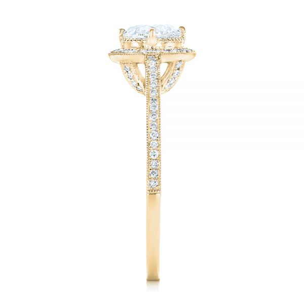 14k Yellow Gold 14k Yellow Gold Custom Diamond Halo Engagement Ring - Side View - 102692