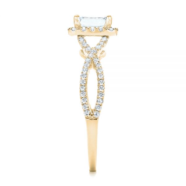 18k Yellow Gold 18k Yellow Gold Custom Diamond Halo Engagement Ring - Side View - 102751