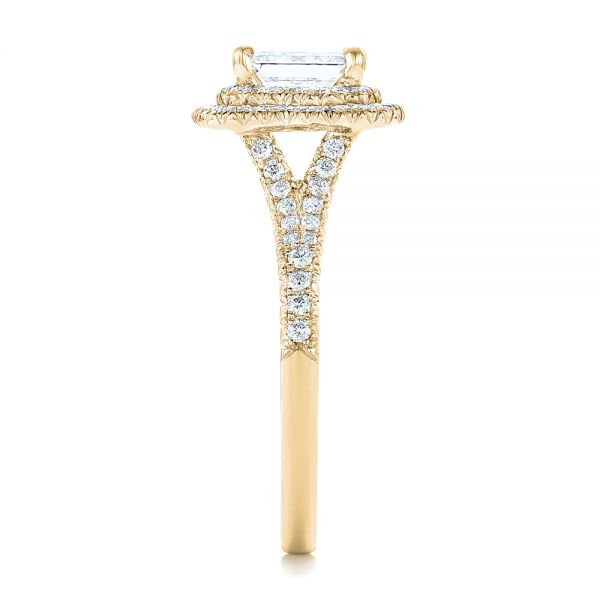 14k Yellow Gold 14k Yellow Gold Custom Diamond Halo Engagement Ring - Side View - 102771
