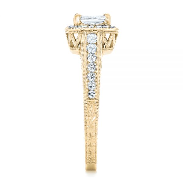 14k Yellow Gold 14k Yellow Gold Custom Diamond Halo Engagement Ring - Side View - 102813