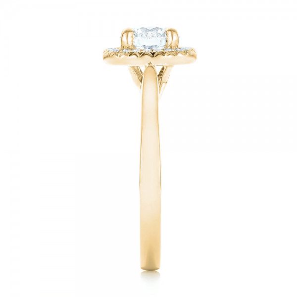 14k Yellow Gold 14k Yellow Gold Custom Diamond Halo Engagement Ring - Side View - 103002