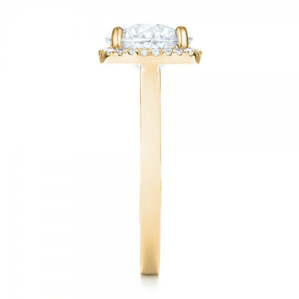 18k Yellow Gold 18k Yellow Gold Custom Diamond Halo Engagement Ring - Side View - 103005