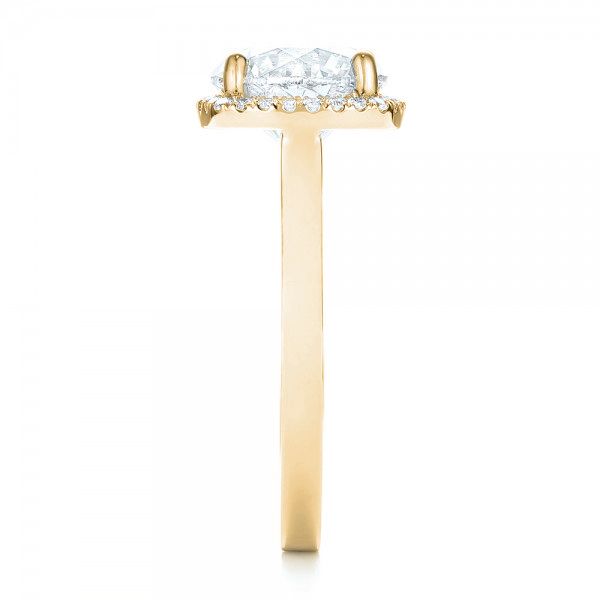 18k Yellow Gold 18k Yellow Gold Custom Diamond Halo Engagement Ring - Side View -  103005