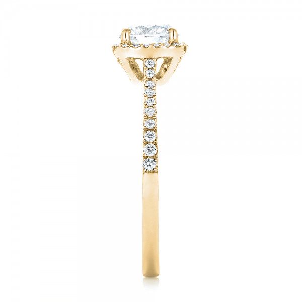 18k Yellow Gold 18k Yellow Gold Custom Diamond Halo Engagement Ring - Side View -  103037