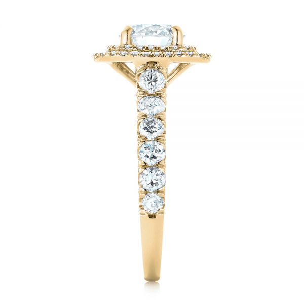 18k Yellow Gold 18k Yellow Gold Custom Diamond Halo Engagement Ring - Side View -  103139