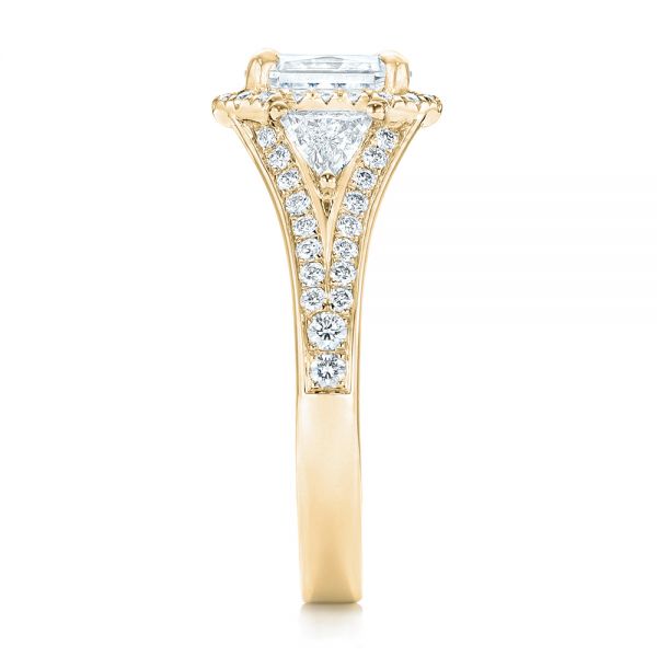 14k Yellow Gold 14k Yellow Gold Custom Diamond Halo Engagement Ring - Side View -  103157