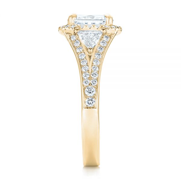 14k Yellow Gold 14k Yellow Gold Custom Diamond Halo Engagement Ring - Side View - 103157
