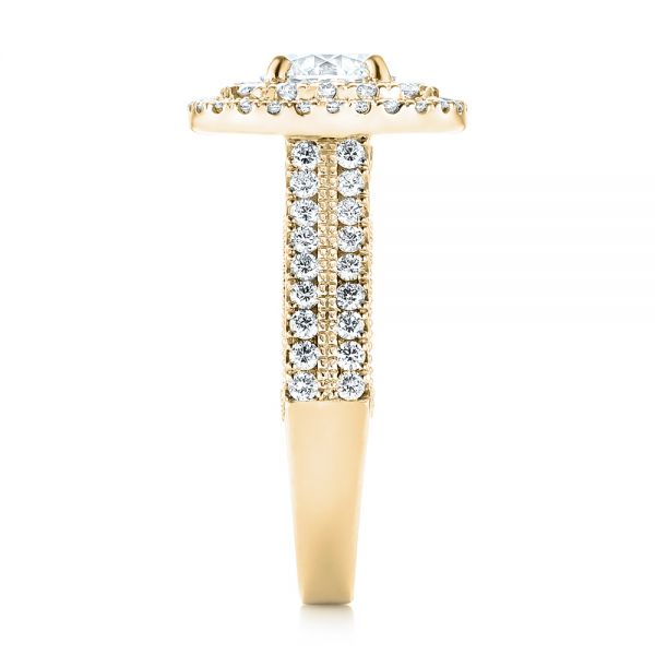 14k Yellow Gold 14k Yellow Gold Custom Diamond Halo Engagement Ring - Side View - 103223