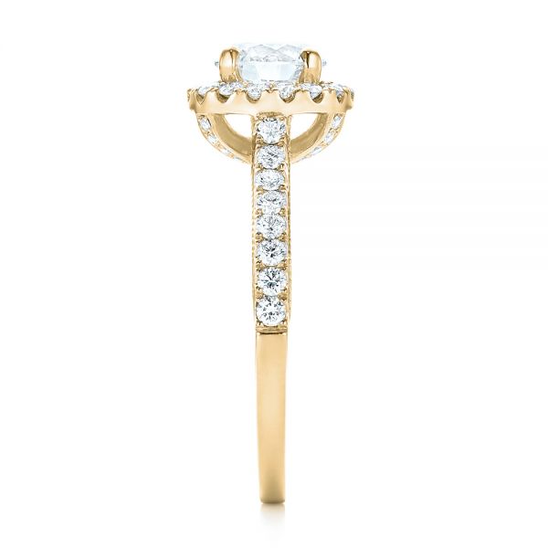 14k Yellow Gold 14k Yellow Gold Custom Diamond Halo Engagement Ring - Side View - 103268