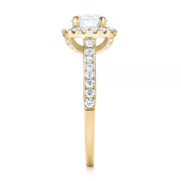 14k Yellow Gold 14k Yellow Gold Custom Diamond Halo Engagement Ring - Side View -  103268