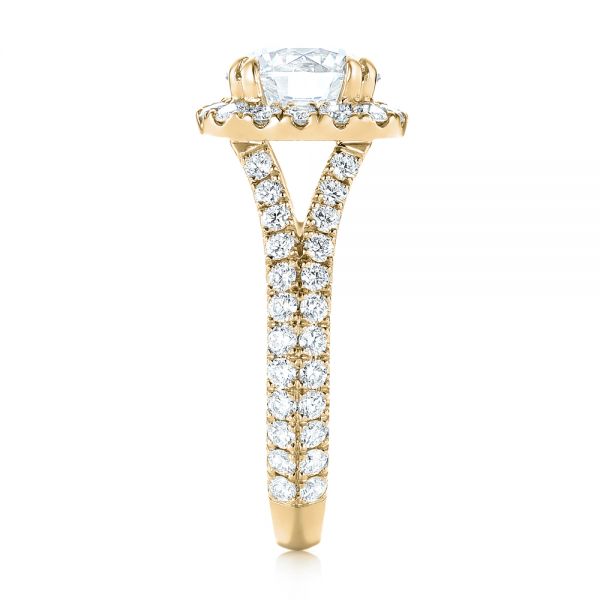 18k Yellow Gold 18k Yellow Gold Custom Diamond Halo Engagement Ring - Side View -  103357