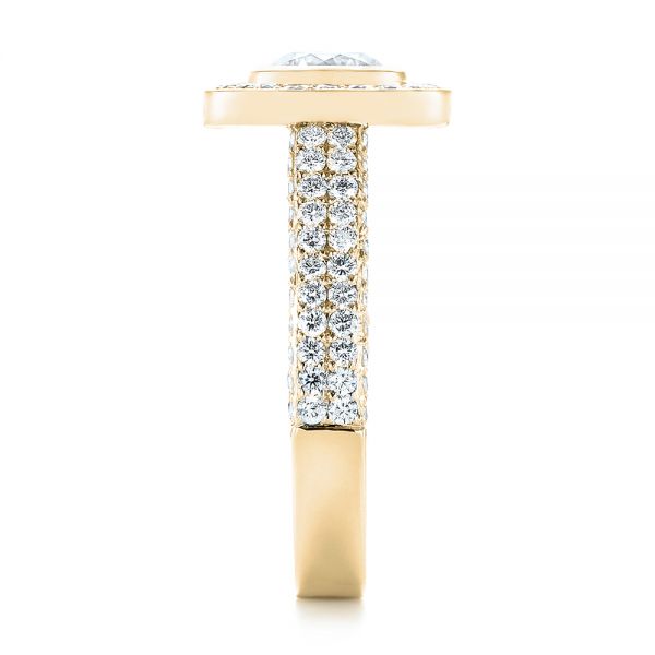 14k Yellow Gold 14k Yellow Gold Custom Diamond Halo Engagement Ring - Side View - 103394