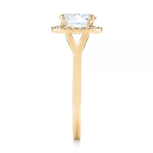 18k Yellow Gold 18k Yellow Gold Custom Diamond Halo Engagement Ring - Side View -  103413