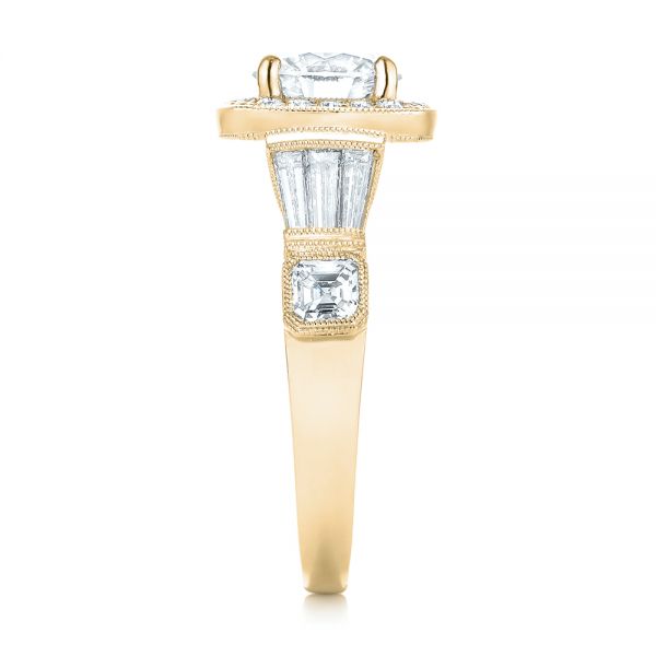 14k Yellow Gold 14k Yellow Gold Custom Diamond Halo Engagement Ring - Side View - 103436
