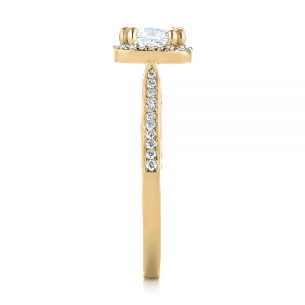 18k Yellow Gold 18k Yellow Gold Custom Diamond Halo Engagement Ring - Side View -  103535