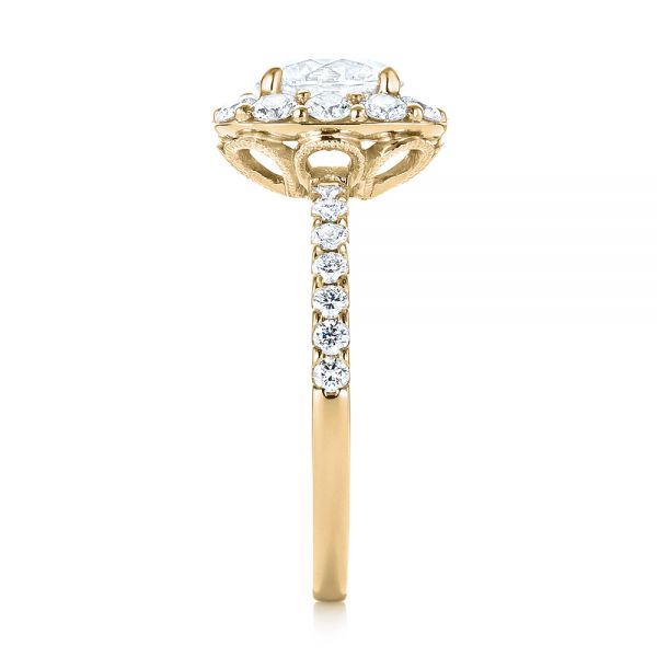 14k Yellow Gold 14k Yellow Gold Custom Diamond Halo Engagement Ring - Side View - 103588
