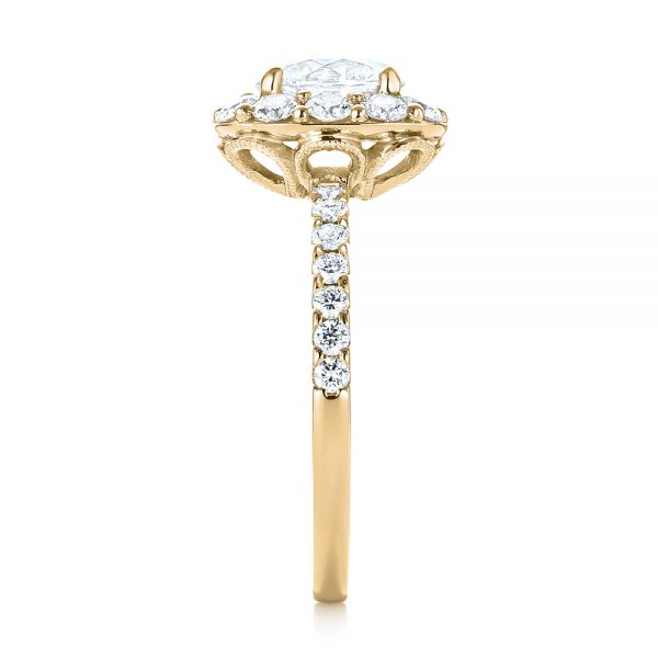 18k Yellow Gold 18k Yellow Gold Custom Diamond Halo Engagement Ring - Side View -  103588