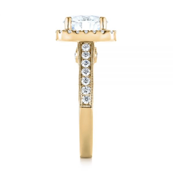 18k Yellow Gold 18k Yellow Gold Custom Diamond Halo Engagement Ring - Side View -  103595