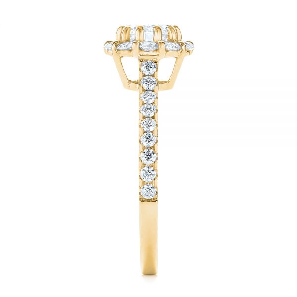 14k Yellow Gold 14k Yellow Gold Custom Diamond Halo Engagement Ring - Side View - 104064