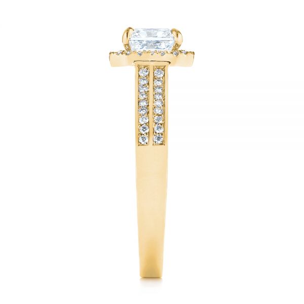 18k Yellow Gold 18k Yellow Gold Custom Diamond Halo Engagement Ring - Side View - 104070