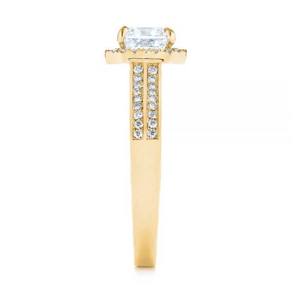 14k Yellow Gold 14k Yellow Gold Custom Diamond Halo Engagement Ring - Side View -  104070