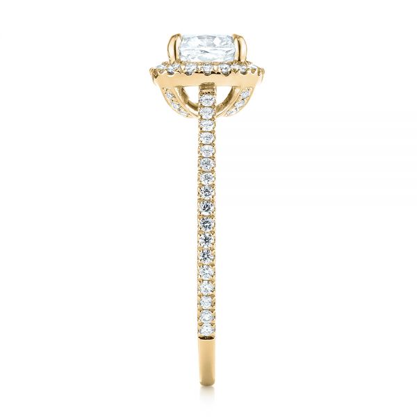 14k Yellow Gold 14k Yellow Gold Custom Diamond Halo Engagement Ring - Side View -  104686