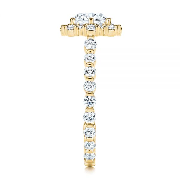 14k Yellow Gold 14k Yellow Gold Custom Diamond Halo Engagement Ring - Side View -  106108