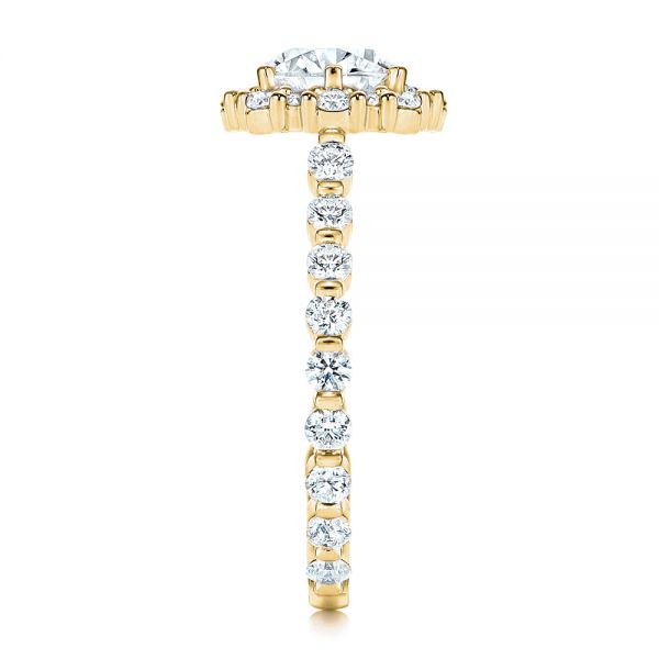18k Yellow Gold 18k Yellow Gold Custom Diamond Halo Engagement Ring - Side View - 106108