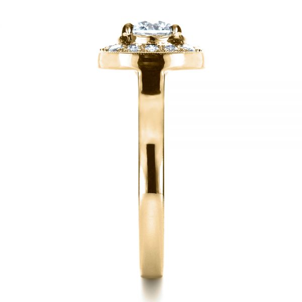 18k Yellow Gold 18k Yellow Gold Custom Diamond Halo Engagement Ring - Side View -  1330