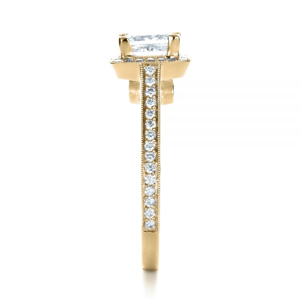 14k Yellow Gold 14k Yellow Gold Custom Diamond Halo Engagement Ring - Side View - 1435