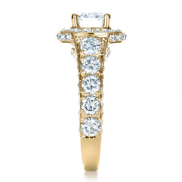 14k Yellow Gold 14k Yellow Gold Custom Diamond Halo Engagement Ring - Side View - 1436