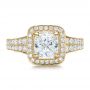 14k Yellow Gold 14k Yellow Gold Custom Diamond Halo Engagement Ring - Top View -  100098 - Thumbnail
