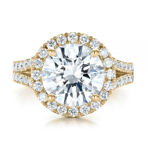 14k Yellow Gold 14k Yellow Gold Custom Diamond Halo Engagement Ring - Top View - 100484