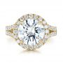 14k Yellow Gold 14k Yellow Gold Custom Diamond Halo Engagement Ring - Top View -  100484 - Thumbnail
