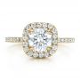 18k Yellow Gold 18k Yellow Gold Custom Diamond Halo Engagement Ring - Top View -  100629 - Thumbnail