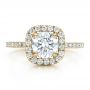 14k Yellow Gold 14k Yellow Gold Custom Diamond Halo Engagement Ring - Top View -  100629 - Thumbnail