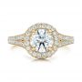 18k Yellow Gold 18k Yellow Gold Custom Diamond Halo Engagement Ring - Top View -  100644 - Thumbnail