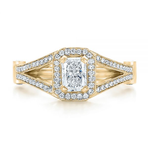14k Yellow Gold 14k Yellow Gold Custom Diamond Halo Engagement Ring - Top View -  100651