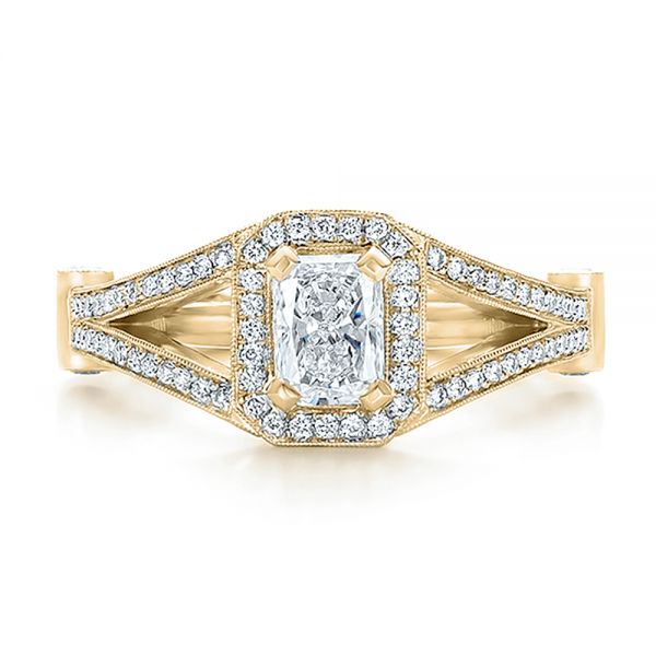 14k Yellow Gold 14k Yellow Gold Custom Diamond Halo Engagement Ring - Top View - 100651