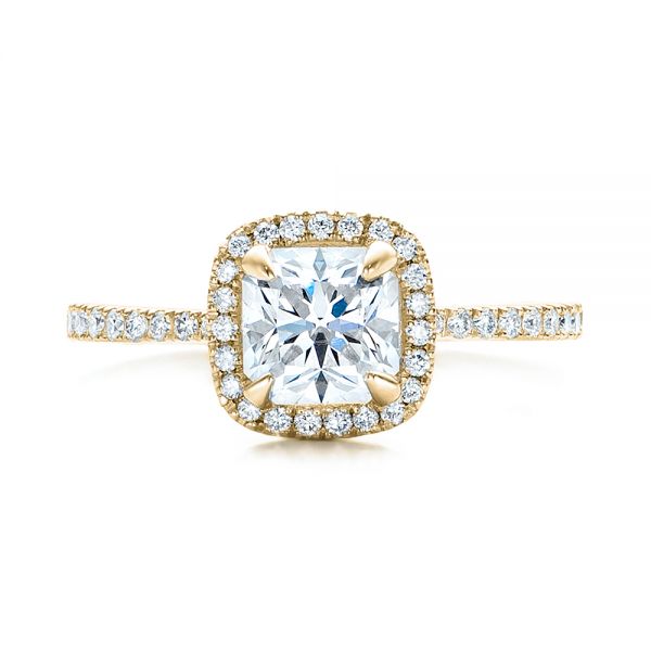 14k Yellow Gold 14k Yellow Gold Custom Diamond Halo Engagement Ring - Top View -  101224