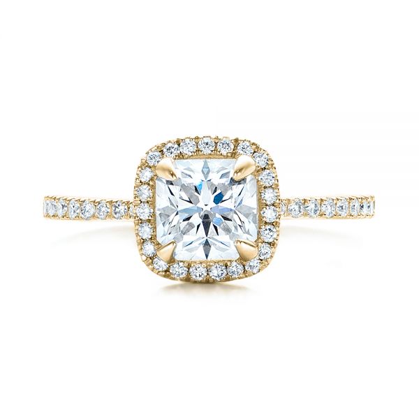 14k Yellow Gold 14k Yellow Gold Custom Diamond Halo Engagement Ring - Top View - 101224