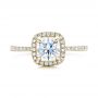18k Yellow Gold 18k Yellow Gold Custom Diamond Halo Engagement Ring - Top View -  101224 - Thumbnail