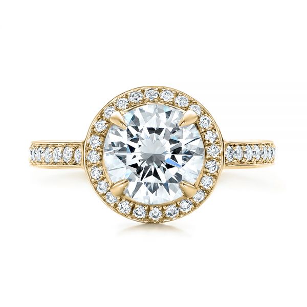 14k Yellow Gold 14k Yellow Gold Custom Diamond Halo Engagement Ring - Top View - 101726
