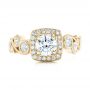 18k Yellow Gold 18k Yellow Gold Custom Diamond Halo Engagement Ring - Top View -  102021 - Thumbnail