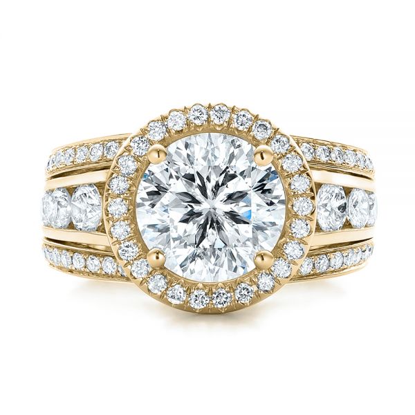 18k Yellow Gold 18k Yellow Gold Custom Diamond Halo Engagement Ring - Top View -  102158