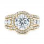 18k Yellow Gold 18k Yellow Gold Custom Diamond Halo Engagement Ring - Top View -  102158 - Thumbnail