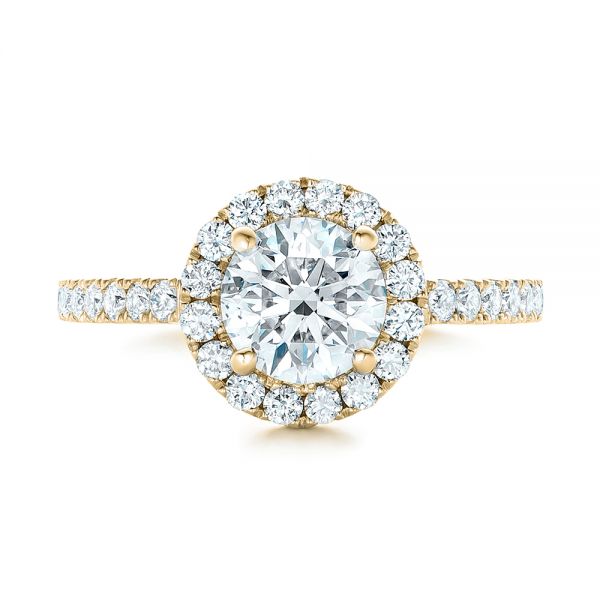 14k Yellow Gold 14k Yellow Gold Custom Diamond Halo Engagement Ring - Top View -  102260
