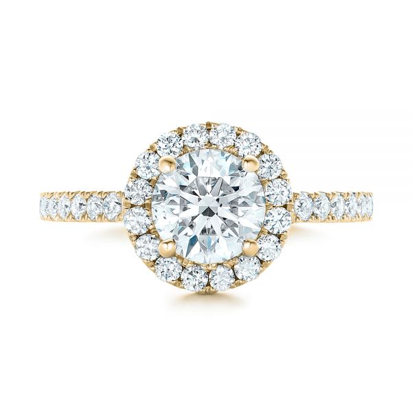 18k Yellow Gold 18k Yellow Gold Custom Diamond Halo Engagement Ring - Top View - 102260