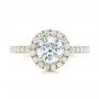 14k Yellow Gold 14k Yellow Gold Custom Diamond Halo Engagement Ring - Top View -  102260 - Thumbnail