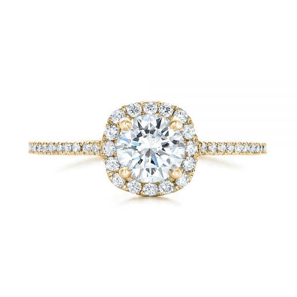 18k Yellow Gold 18k Yellow Gold Custom Diamond Halo Engagement Ring - Top View -  102317